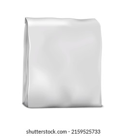 Folding top food bag vector mock-up. White blank pouch packaging mockup