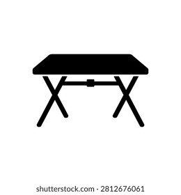 Folding Trestle Picnic Table Icon Isolated On White Background
