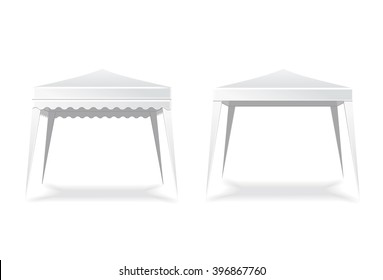 Folding White Blank   Tent Or Canopy. Marquee And Place, Umbrella. Vector Illustration