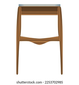 Folding wood table side view in realistic style. Turquoise table top. Home wooden furniture design. Colorful vector illustration on a white background.