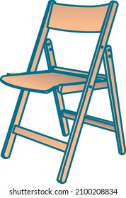 Folding wooden chair. Furniture for a country holiday. Vector color illustration.