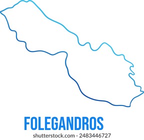 Folegandros thin line island simple blue gradient map 
