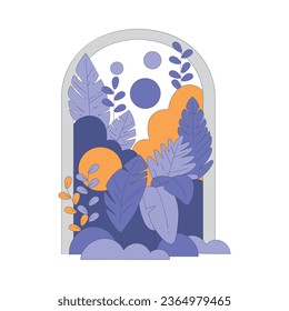 Foliage Arch with Frame and Lush Leaf and Nature Vector Illustration