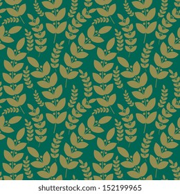 Foliage background with seamless ornament