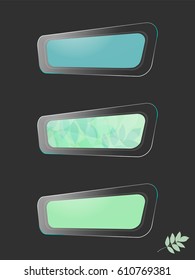 Foliage button set, blue green colors 