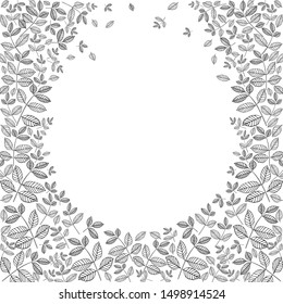 Foliage contour frame illustration, elegant ornament illustration for congratulations on invitation cover or decorative element