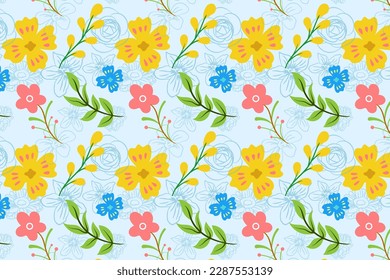 Foliage Cute feminine Abstract Flowers Seamless Patterns Backgrounds