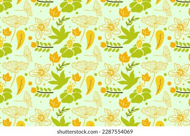 Foliage Cute feminine Abstract Flowers Seamless Patterns Backgrounds
