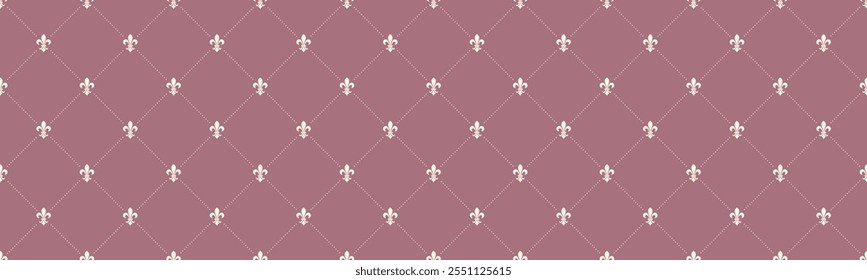 Foliage fleur de lys by stencil floral pattern. Leaf clothes to sparse party. Ornate wedding for art repetition. Carnival curl curve france.