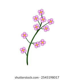 foliage flower branch cartoon. stem bud, perennial annual, shrub tree foliage flower branch sign. isolated symbol vector illustration