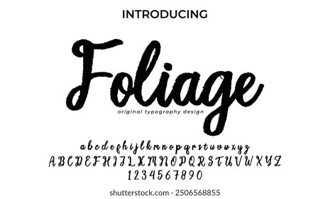 Foliage Font Stylish brush painted an uppercase vector letters, alphabet, typeface
