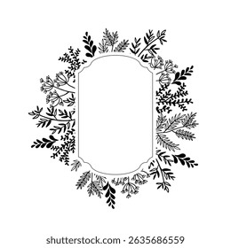 foliage frame with space for text. Wedding card.