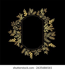 foliage frame with space for text. Wedding card.