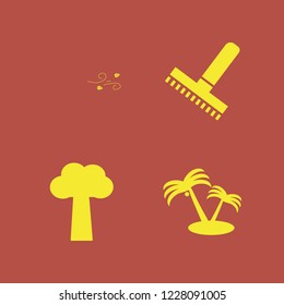 foliage icon. foliage vector icons set palm trees, dry leaves wind, rake and tree