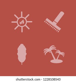 foliage icon. foliage vector icons set leaf, palm trees, sun leaves and rake