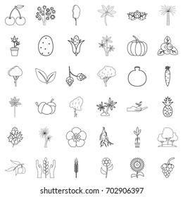 Foliage icons set. Outline style of 36 foliage vector icons for web isolated on white background