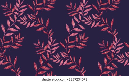 Foliage intertwined seamless pattern. Abstract, artistic, tropical, modern, colorful leaves print. Vector hand drawing. Template for textile, fashion, print, surface design, paper, cover, fabric