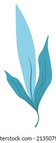 Foliage and leafage of plants and botany, isolated exotic flower or tropical environment. Simple minimalist leaf with waves, wind effect. Greenery decoration for greeting card. Vector in flat style