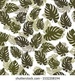 Foliage leafy seamless natural vector floral decorative fabric pattern 