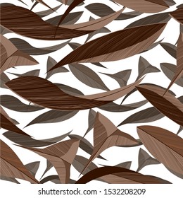 Foliage leafy seamless natural vector floral decorative fabric pattern 