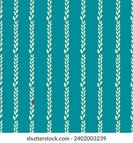 Foliage and leaves threads, leafage placed in rows or stripes. Simple minimalist decoration, modern adornment or decor. Seamless pattern, wallpaper or background print. Vector in flat styles
