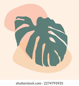 Foliage line drawing with abstract shape  wallpaper Eps10