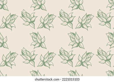 Foliage pattern of leaf plant for textile design. Floral art for wallpaper or fabric fashion. Vector ornate background.