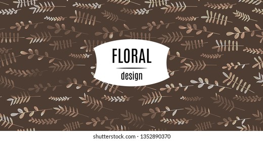 Foliage pattern on color background. Floral ornament decoration surface design