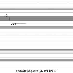 Foliage ruler with special indents and musical notes. The form is intended for a music notebook or notes.