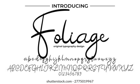 Foliage Script Font Typography Poster – Elegant Handwritten Alphabet Design