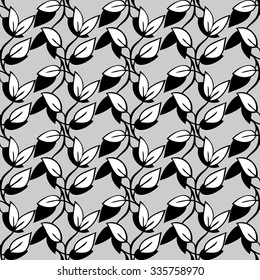 Foliage. Seamless. Black and white pattern. 