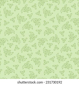 Foliage seamless pattern.  Floral green background. Herbal texture. Leaves on abstract background.