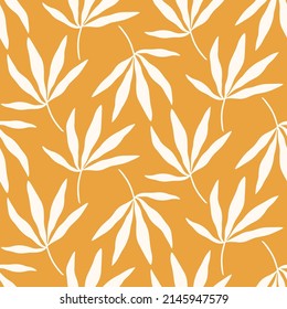 Foliage Seamless Pattern. Floral tropical Vintage branches endless background. Mid Century Leaves Print, neutral colors. Vector illustration for wedding invitations, wallpaper, textile, wrapping paper