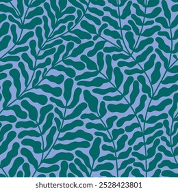 Foliage seamless pattern with herbal rustic motifs. Simple cute feminine print for subtle aesthetic silk textile design. Gentle romantic summer floral field ornament with hand drawn fine lines.