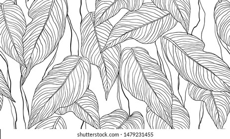 Seamless Pattern Banana Golden Palm Leaves Stock Vector (Royalty Free ...