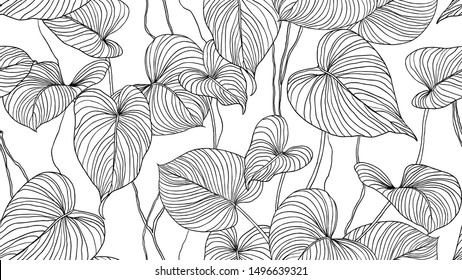 Tropical Leaves Line Drawing High Res Stock Images Shutterstock