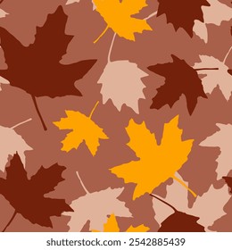 Foliage. Seamless pattern with maple leaves. Autumn pastel background. Vector illustration. Great design for fabric, wallpaper, wrapping paper, linens.