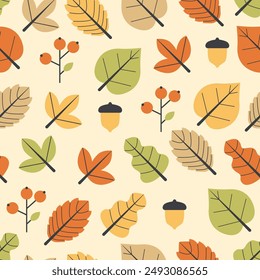 Patrón sin fisuras del follaje Octubre otoño otoño estación de la naturaleza ilustración de fondo de Fondo de pantalla estampado textil decorativo diseño elegante