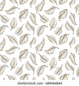 Foliage seamless pattern. Sketch hand drawn vector illustration.