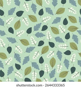 Folhagem padrão de superfície sem costura de folhas abstratas. Allover imprimir estética vetor floral textura de folhas abstratas em fundo de cor verde claro. 