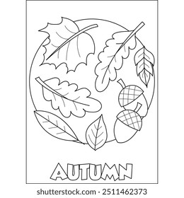 foliage season coloring book page for kids and adults creative coloring mindful relaxation activity