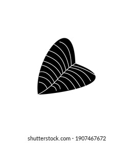 Foliage silhouette isolated on white background. Vector illustration of black and white leaf pattern.