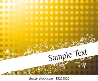 foliage and swirls design for sample text in gradient golden