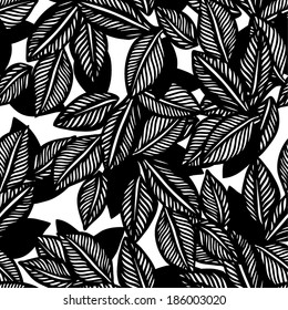 Foliage tree. Black and white background