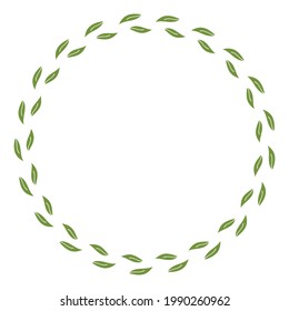 Foliage, Vector floral vintage elements. Round frame in cartoon style 