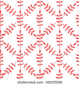 Foliage vector seamless pattern. Repeating red tree branches simple fabric design.