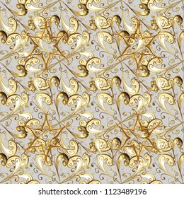 Foliage vintage nice seamless pattern. Vector gray, beige and brown leafy background with hand drawn leaves, swirls, intricate beautiful ornaments. Retro rich design for wallpapers, fabric, textile.