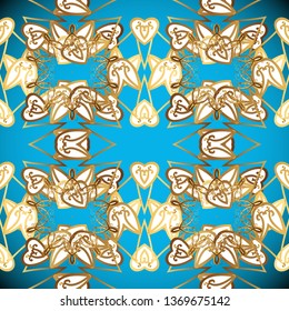 Foliage vintage nice seamless pattern. Vector white and blue leafy background with hand drawn leaves, flowers, swirls, intricate beautiful ornaments. Retro rich design for wallpapers, fabric, textile.