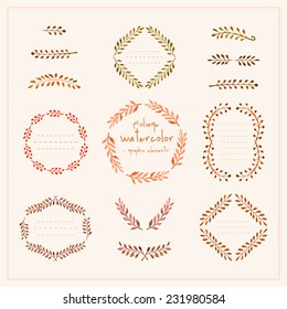 Foliage watercolor graphic frames