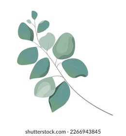 Foliage in watercolor style. Vector element for decorative design of invitation, wedding or greeting cards. Rustic style